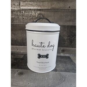 Pet Dog Treat Storage Canister‎ Metal Black White Solid